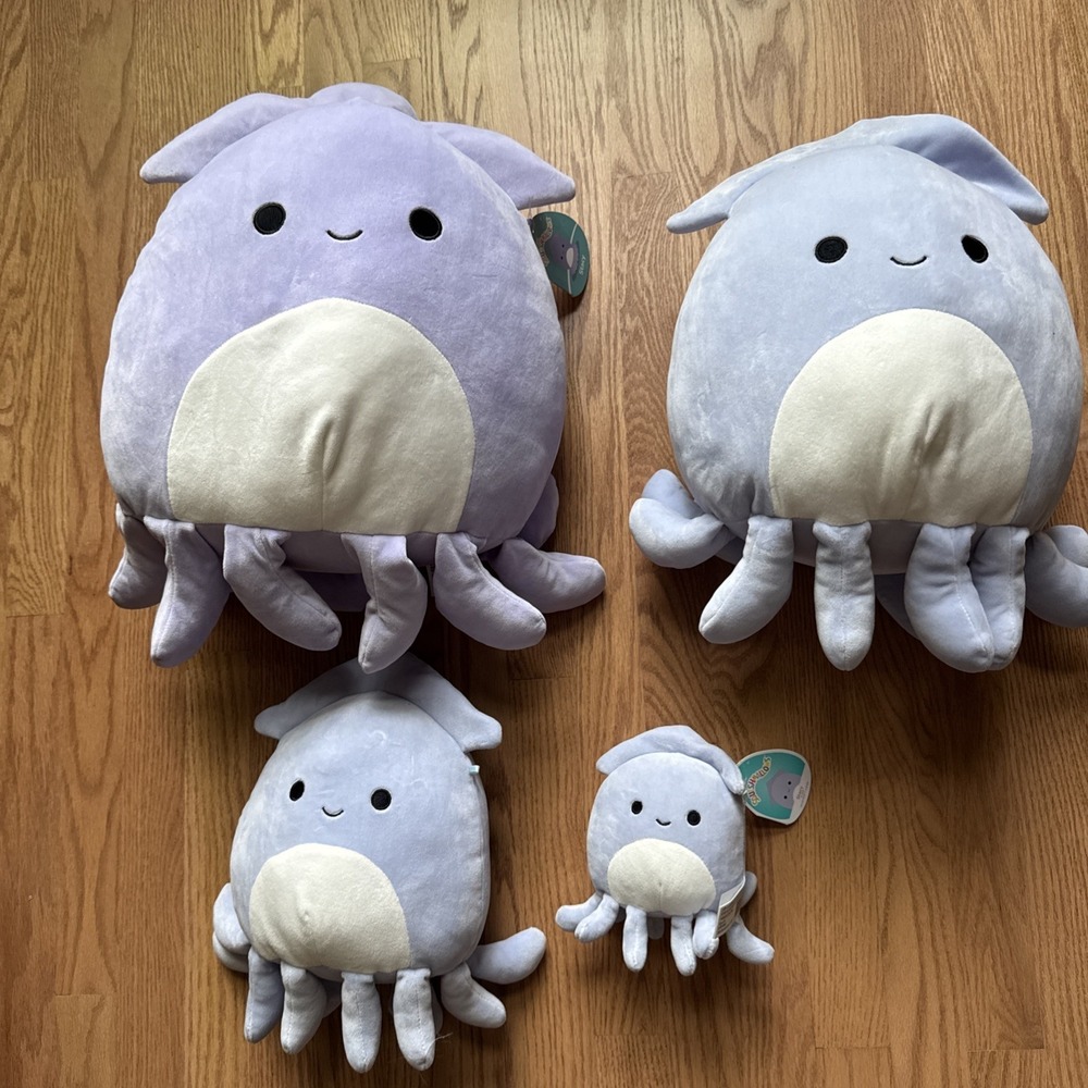 Squishmallows Stacy the Squid Plush Lot Family Bundle 16" 8" 5"‎ NWT & Used